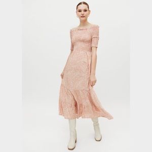 Urban Outfitters Dress Forum Smocked Off-The-Shoulder Midi Dress